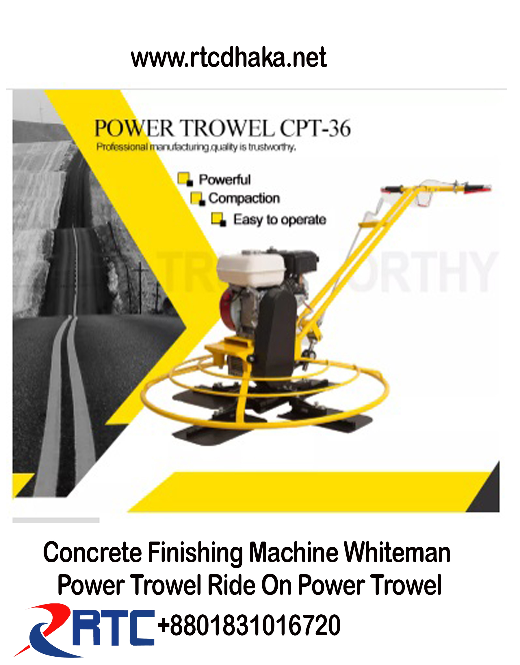 Concrete Finishing Machine Whiteman Power Trowel Ride On Power Trowel ...