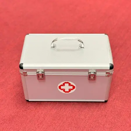 first aid box kit with medical supplies for emergency use