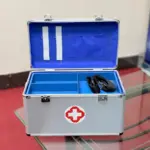 first aid box kit with medical supplies for emergency use