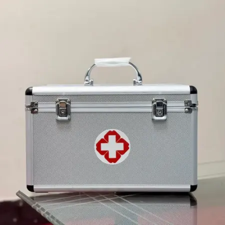 first aid box kit with medical supplies for emergency use
