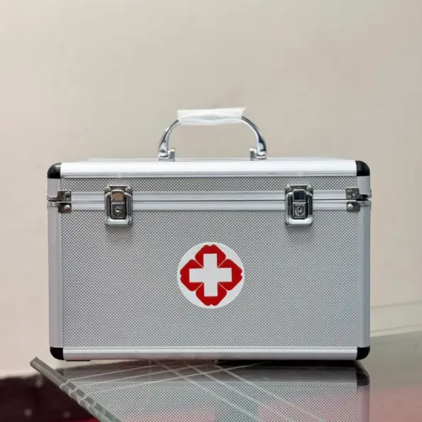 first aid box kit with medical supplies for emergency use