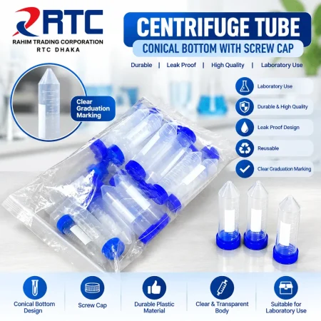 RTC centrifuge tube with conical bottom and blue screw cap