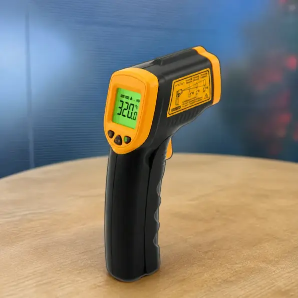 AR320 infrared thermometer LCD display showing temperature reading