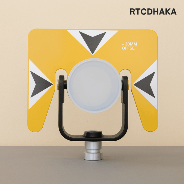 0-30 mm offset Big Surveying Prism Full set 1 “0–30 mm Offset Big Surveying Prism full set with metal target plate and mounting accessories, designed for total stations, available at RTCDHAKA.”
