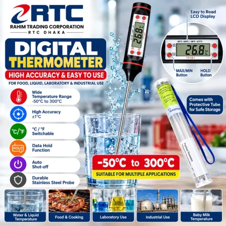RTC TP101 digital thermometer with stainless steel probe