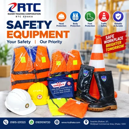 RTC safety equipment including helmets, life jackets, rain suits and safety boots