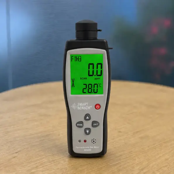 AR8500 ammonia gas detector LCD screen showing ppm gas level