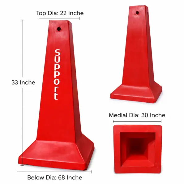 Heavy duty plastic road safety cone for traffic control