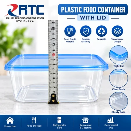 RTC Plastic Food Container with Lid – Clear Storage Container