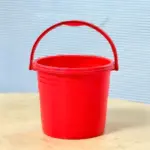 red plastic bucket 3 liter with strong handle for household use in Bangladesh