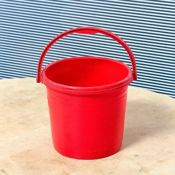 red plastic bucket 3 liter with strong handle for household use in Bangladesh