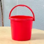 red plastic bucket 3 liter with strong handle for household use in Bangladesh