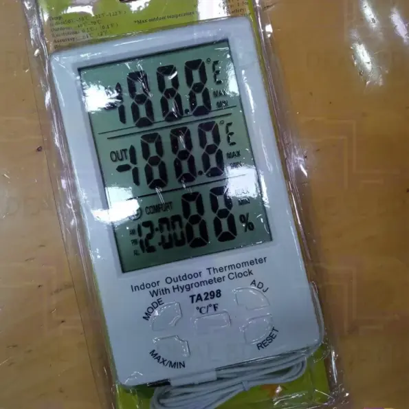 TA298 indoor outdoor digital thermometer hygrometer clock with humidity display