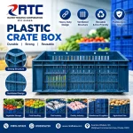 RTC plastic crate box – heavy duty ventilated reusable storage crate