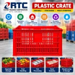 RTC red plastic crate for vegetable fruit fish and warehouse storage