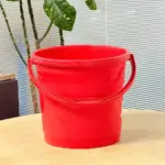 12 liter red plastic bucket with strong handle for household and cleaning use in Bangladesh