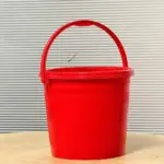 5 liter red plastic bucket with handle for household and cleaning use in Bangladesh