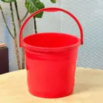 12 liter red plastic bucket with strong handle for household and cleaning use in Bangladesh