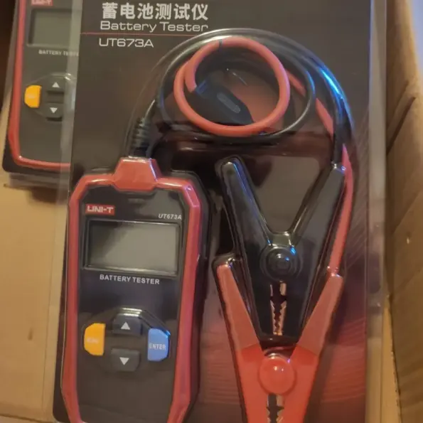 UNI-T UT673A digital battery tester with clamp cables for car battery testing