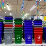 Mini dust bin BD small desktop trash can with lid blue