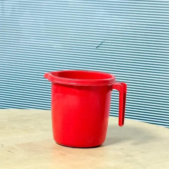 red plastic mouge jug 2.5L with handle and pouring spout for daily kitchen use in Bangladesh