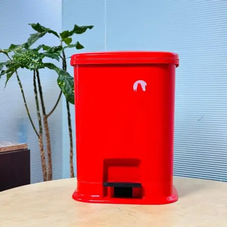 20L pedal dust bin BD red plastic foot operated waste bin