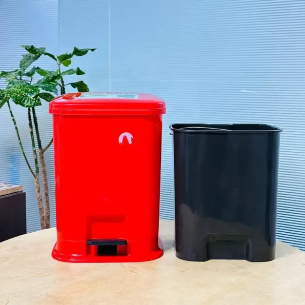 20L pedal dust bin BD red plastic foot operated waste bin