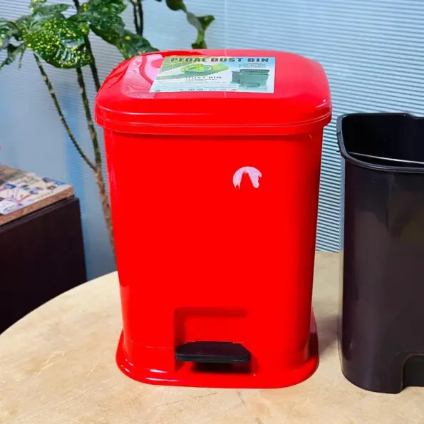 20L pedal dust bin BD red plastic foot operated waste bin