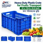 Heavy duty plastic crate for fruits transport 21 x 13.6 x 9.5 inch