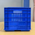 blue plastic crate Bangladesh front view storage basket