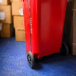 240 Liter Red Plastic Wheelie Bin with Open Lid