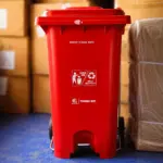 240 Liter Red Plastic Wheelie Bin in Bangladesh