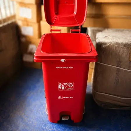 240 Liter Red Wheelie Dustbin Open Top View