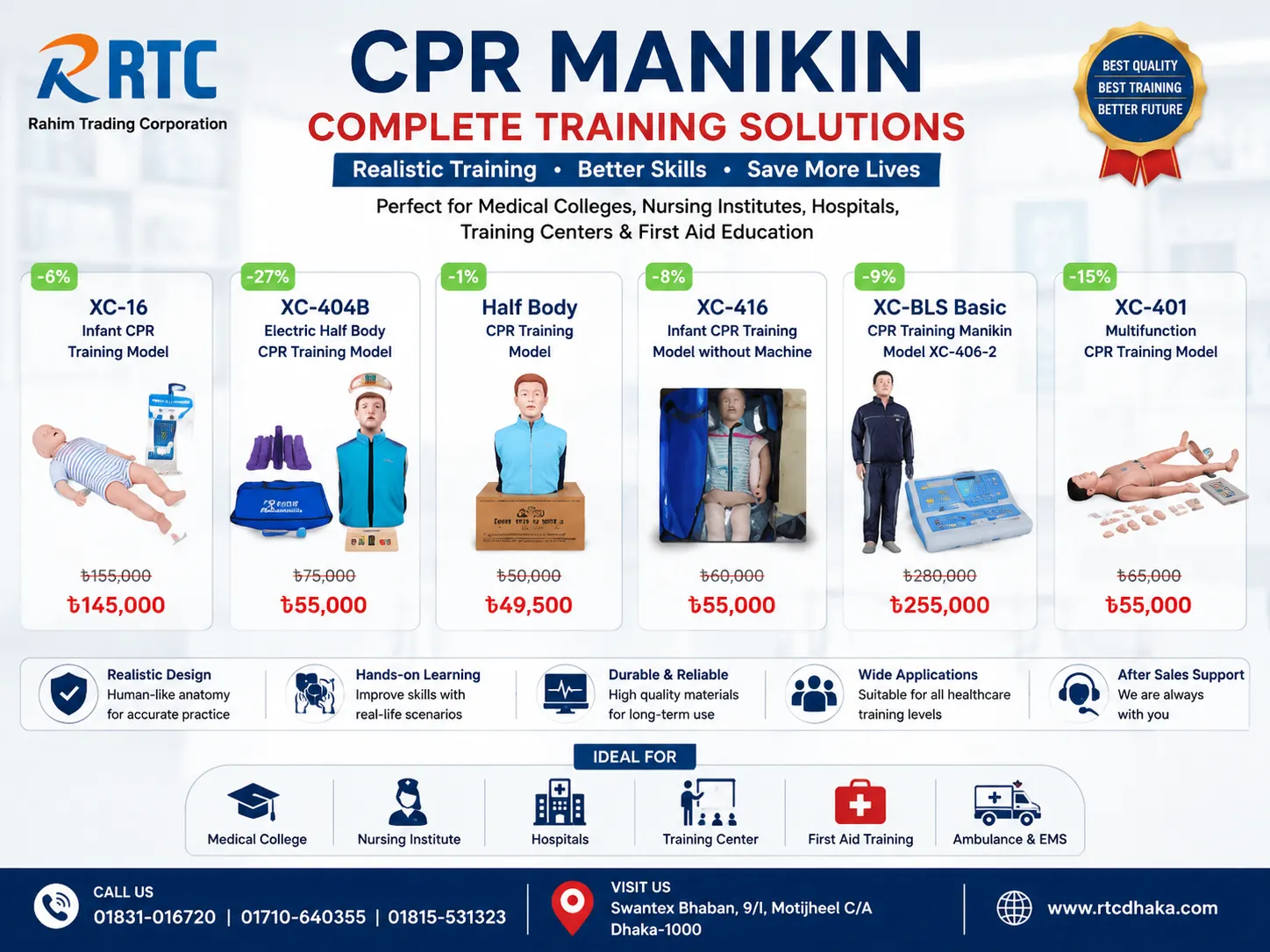 CPR Manikin Training Models and CPR Training Equipment | RTC Dhaka