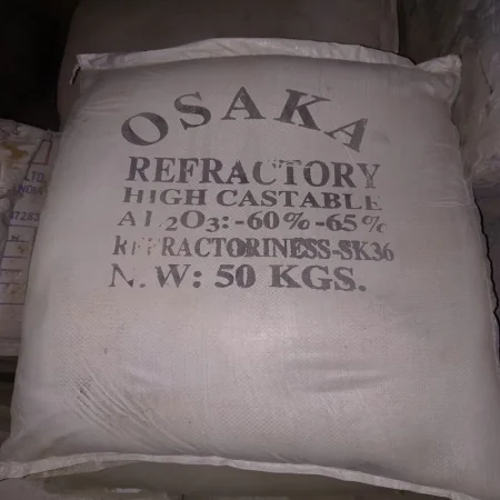 Osaka High Alumina Refractory Castable 60–65% Al2O3 SK-36 50kg