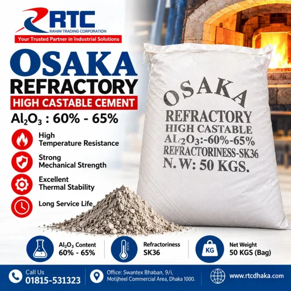 Osaka Refractory High Castable Cement Al2O3 60-65% 50kg