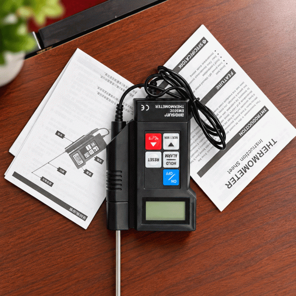 Allosun EM502C Digital Probe Thermometer Front View