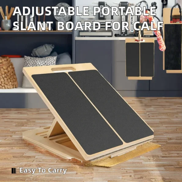 Adjustable Portable Wooden Incline Board Calf Stretching Leg/Knee/Heel/Ankle Exercise Aid 300 Lbs Weight Capacity Physical