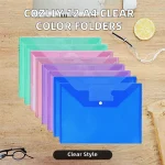 Cozlly 12 Pieces A4 Plastic Transparent Document Bags & Folders 6 Colors Button Reusable for Home Office School