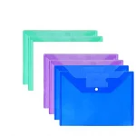 Cozlly 12 Pieces A4 Plastic Transparent Document Bags & Folders 6 Colors Button Reusable for Home Office School