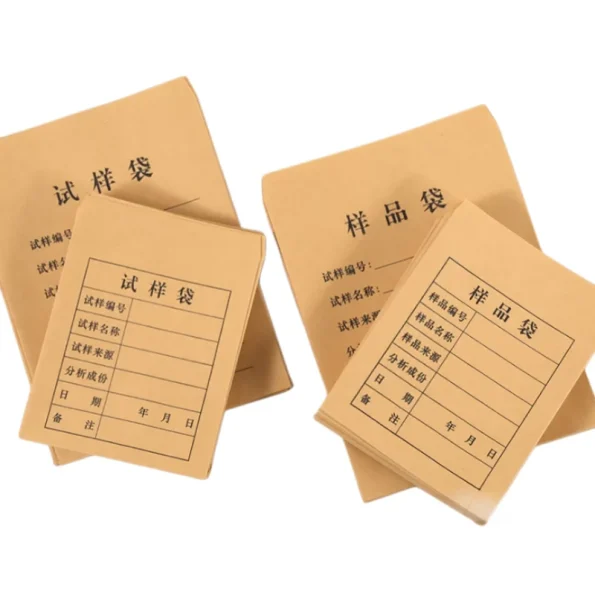 Kraft Paper Sample Envelope Printed Info Form Specimen Storage Bag For Laboratory Test Sample Packaging