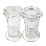 Laboratory Medical Chemical Vessel 5 Pieces Histology Microscope Circular Round Glass Rack Coplin Slide Staining Jar With Lid