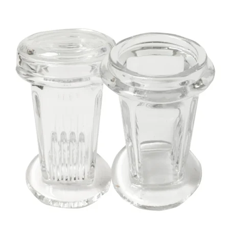 Laboratory Medical Chemical Vessel 5 Pieces Histology Microscope Circular Round Glass Rack Coplin Slide Staining Jar With Lid