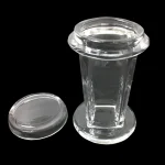 Laboratory Medical Chemical Vessel 5 Pieces Histology Microscope Circular Round Glass Rack Coplin Slide Staining Jar With Lid