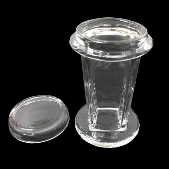 Laboratory Medical Chemical Vessel 5 Pieces Histology Microscope Circular Round Glass Rack Coplin Slide Staining Jar With Lid