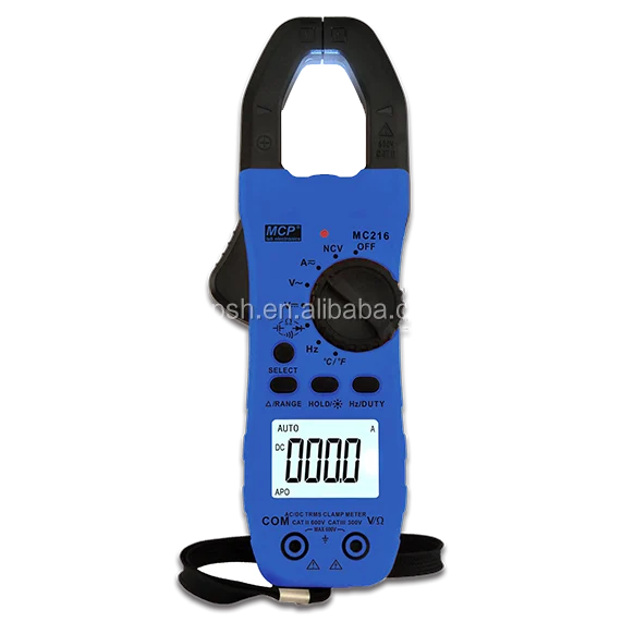 MCP MC216 DIGITAL AC DC TRUE RMS CLAMP METER RESISTANCE CAPACITANCE FREQUENCY TEMPERATURE
