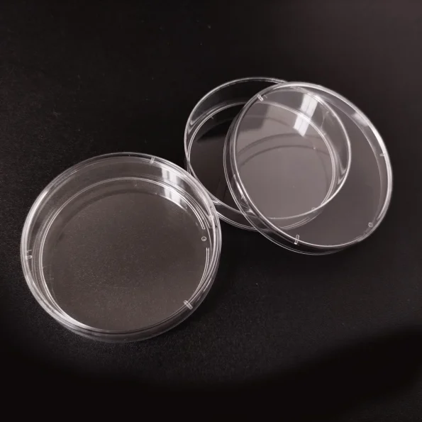 Medical Chemical Laboratory Plastic PS 60mm 55mm EO Sterilize Transparent Bacterial Tissue Cell Culture Petri Dish With 3 Vents
