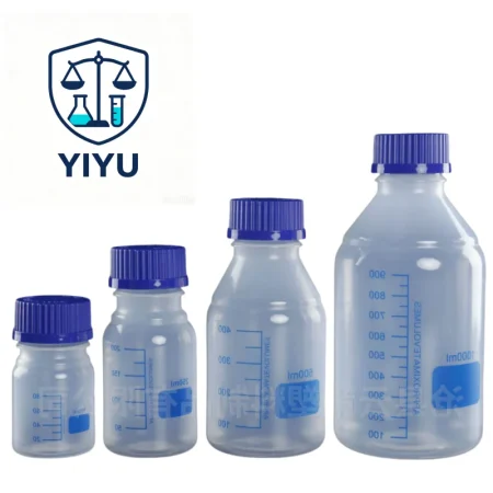 PP Plastic Reagent Bottle With Blue Screw Cap Graduated Wide Mouth Lab Storage Bottle 100/250/500/1000ml