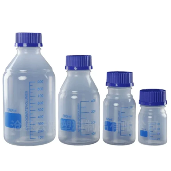 PP Plastic Reagent Bottle With Blue Screw Cap Graduated Wide Mouth Lab Storage Bottle 100/250/500/1000ml