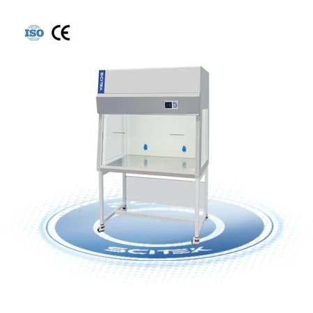 SCITEK Lab Vertical Laminar Flow Cabinet 750mm Work Surface Height HEPA Filter Front Sliding Sash Interlock with Fan and UV Lamp